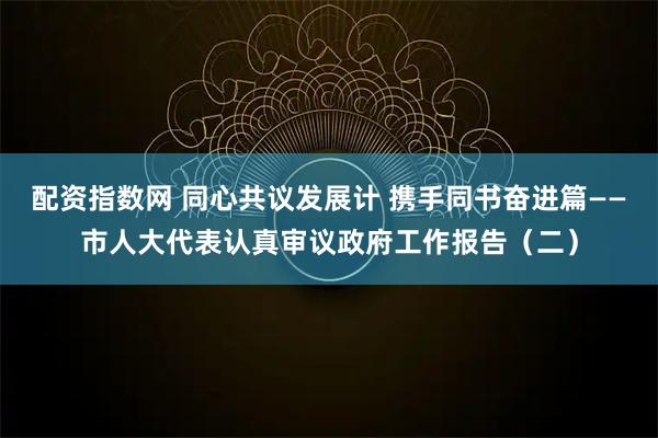 配资指数网 同心共议发展计 携手同书奋进篇——市人大代表认真审议政府工作报告（二）
